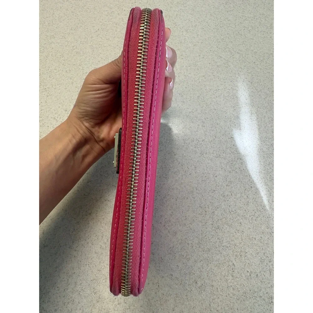 Dooney‎ & Bourke Hot Pink Saffiano Zip Around Wallet Leather Continental Wallet